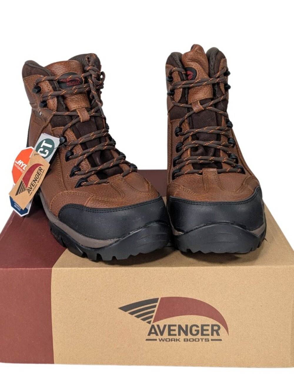 Avenger Mens 11.5 Wide NIB Brown Leather Nubuck Waterproof Safety Toe Work Boots